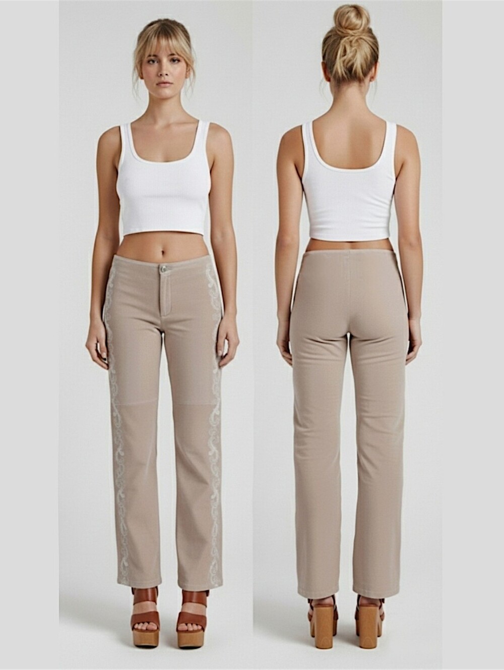 CABO True Vintage 80s Low Rise Western Bootcut Tan Suede Pants (Size 02 Approx)